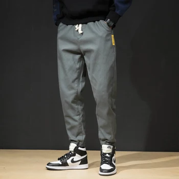 

Korean Style Fashion Men Jeans Loose Fit Casual Leisure Harem Pants Slack Bottom Elastic Waist Hip Hop Jeans Men Joggers Pants