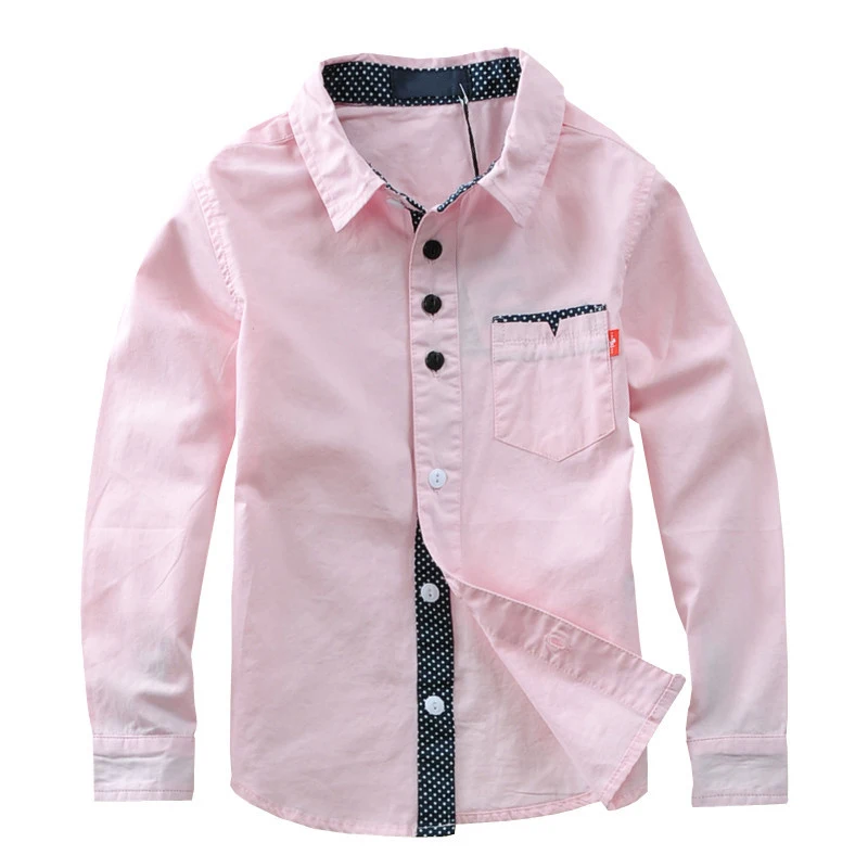 Children Boys Long Sleeve Shirts Cotton Solid Kids Clothing