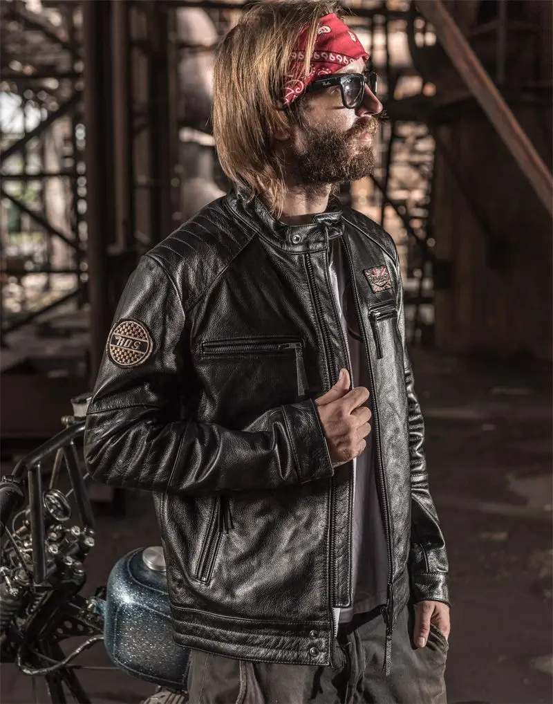Мужская Черная мотоциклетная байкерская куртка из натуральной кожи, куртка-бомбер для пилота, мужская куртка авиатора из натуральной коровьей кожи