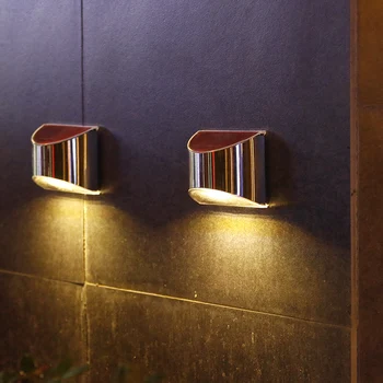 

2pcs Solar Power Wall Mount Light Outdoor 4LED Warm White Waterproof Garden Yard Lamp Stair Solar Sconce Wall Lamp