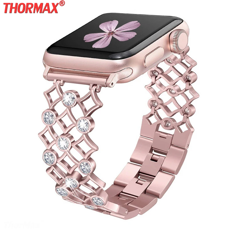 Bling Star-ссылке полос совместим с Apple Watch Series 4 40 мм серии 3/2/1 38 мм Iwatch Замена Нержавеющая сталь браслет Для женщин