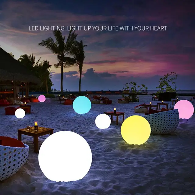 Colorful Outdoor Garden Glowing Ball Lights with Remote Patio Landscape Pathway LED Illuminated Ball Table Lawn Lamps 1