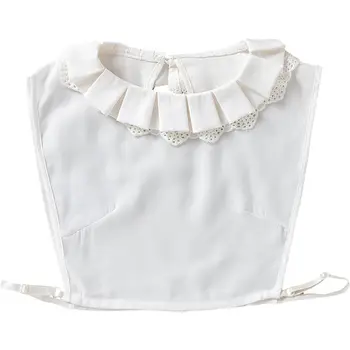

Womens Vest Style Sweet Pleated Lace Lapel Fake Collar Detachable Half-Shirt