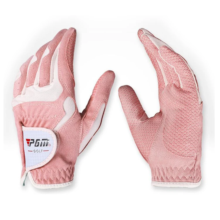 free shipping good quality comfortable durable pink color women skidproof microfiber golf glove