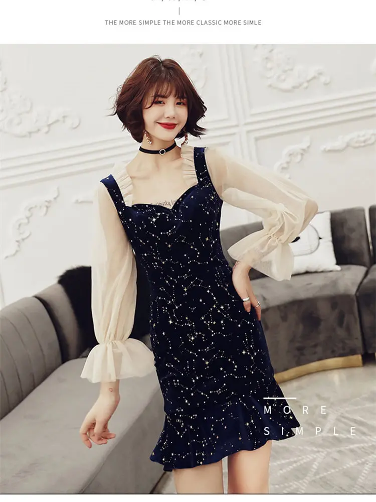 Это YiiYa выпускное платье, с вырезом лодочкой длиной выше колена русалки Vestidos de gala с рюшами с рукавом три четверти, платья с блестками, Для