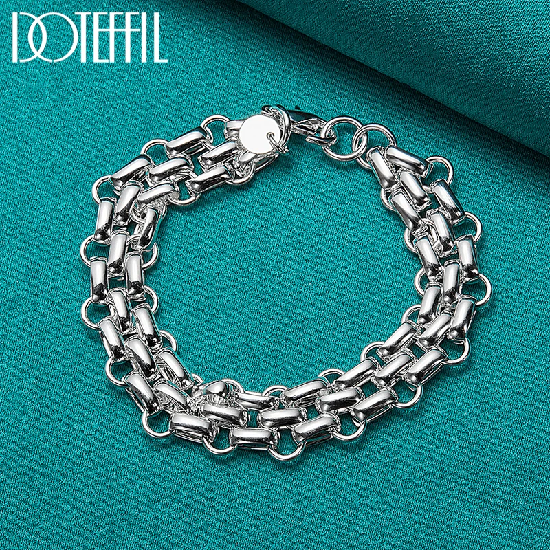 Silver bracelet Lnterlocking Circle Bracelet Chain for Women Fashion Charm Wedding Engagement Party Jewelry