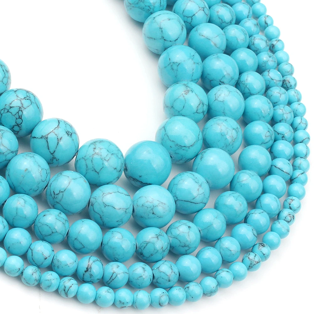 Голубой бирюзовый камень Howlite бусины 4 6 8 10 12 мм круглые свободные DIY для