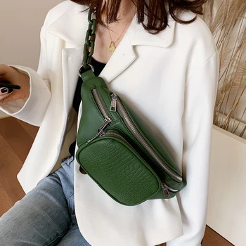

Fashion Stone Pattern Pu Leather Chain Waist Bag Bananka Bag On A Belt Leisure Fanny Pack Women Satchel Belly Band Belt Bag