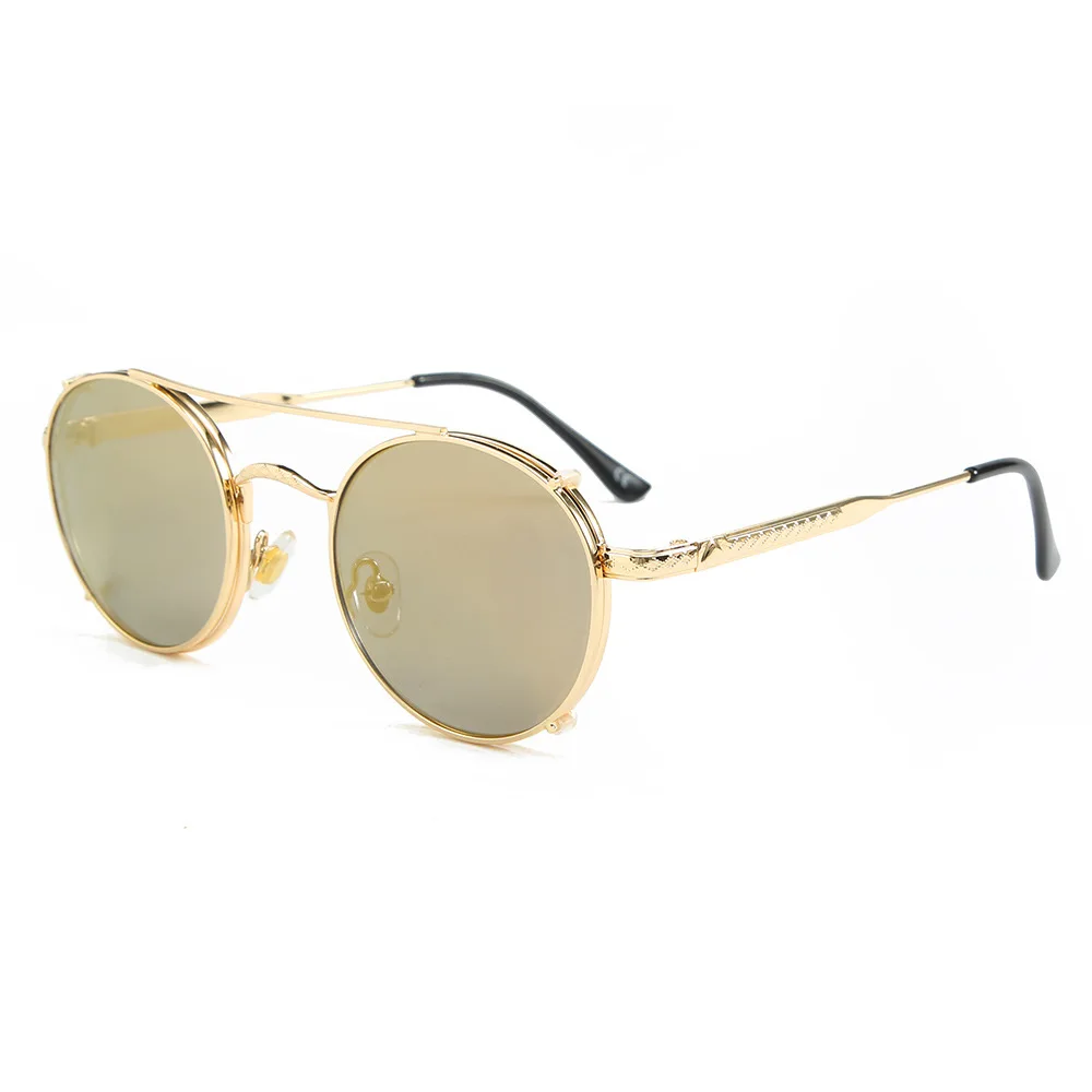 46165 пара панк Солнцезащитные очки круглые мужские и женские модные UV400 - Цвет линз: C3 gold gold