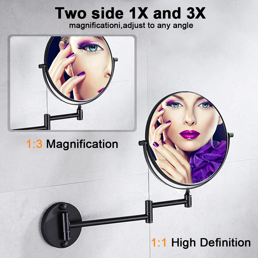 Bathroom Makeup Mirror Double Side 3x to 1x Magnification 360 Degrees Rotate Cosmetic Mirror 8\
