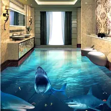 Пользовательские 3d Пол ПВХ Виниловый Пол дельфины 3D Пол обои водонепроницаемые самоклеящиеся ПВХ 3D обои