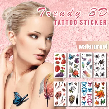 

Mixed style Temp Body Art Temporary Tattoos Set 3D Fake Tattoo Adult Kids Butterfly Flower Waterproof Sticker @ME88