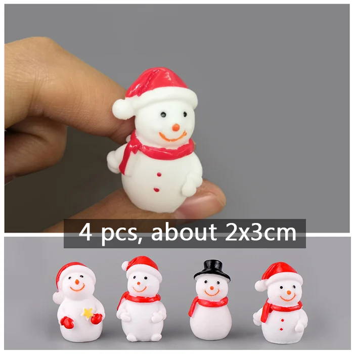 Snowman 4pcs BAIUFOR миниатюрная Рождественская елка Санта Клаус Снеговики Подарочная коробка Террариум аксессуары Волшебные садовые фигурки Кукольный дом Декор - Цвет: Snowman 4pcs