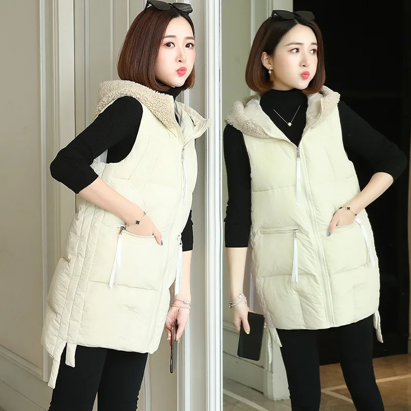 

Cotton-padded Clothes/Cotton Coat Fashion Comfortable Hooded 2019 Autumn Sleeveless Cool Elegant
