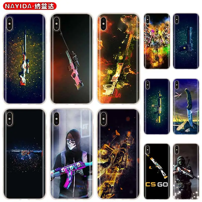 Мягкий чехол из ТПУ для iPhone 13 12 Mini 11 Pro XS Max XR X 8 7 6 Plus SE 2020 S с оружием CS | Мобильные