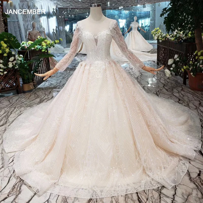 HTL212 простое свадебное платье в стиле бохо с длинным рукавом круглым вырезом и