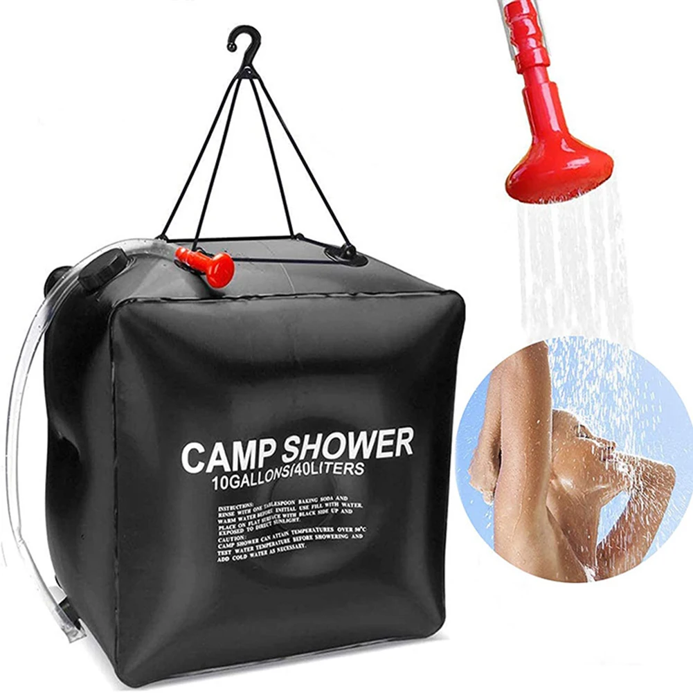 Portable 40L Solar Camping Shower Bag Outdoor Hiking Heated Bathing Water  Top 