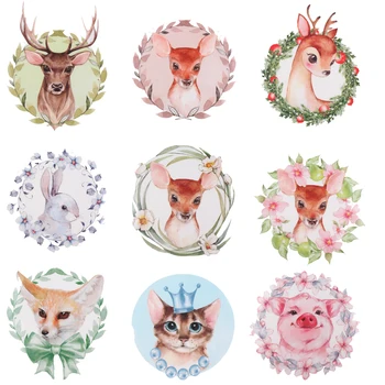 

Cute Deer Rabbit Animals Iron On Heat Transfer Patch For Kid Clothes DIY T-shirt Appliques Transfer Vinyl Stickers