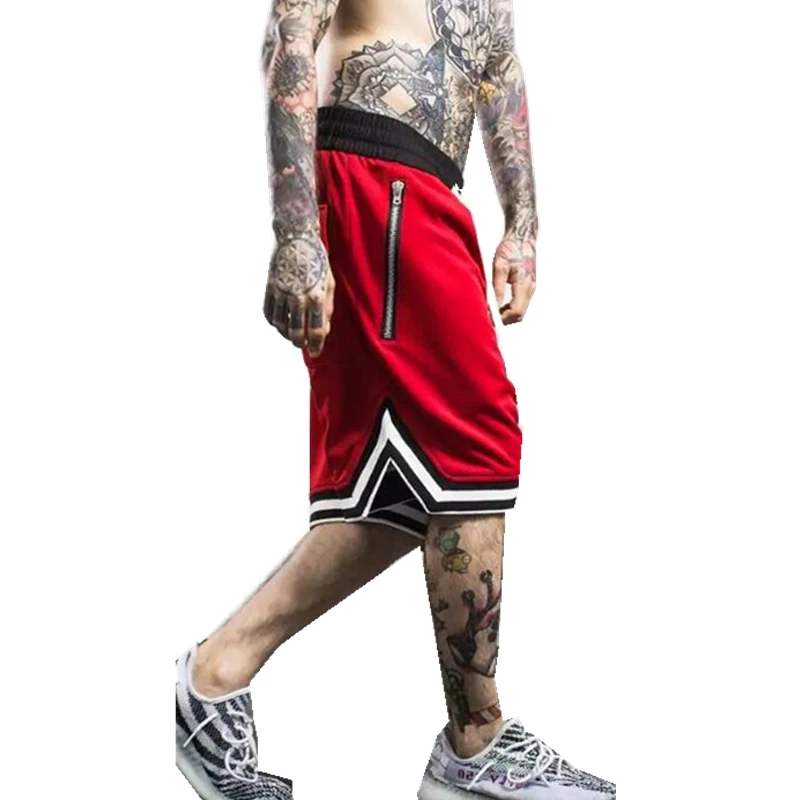 Новинка, шорты в стиле хип-хоп, для мужчин, для улицы, сетчатые, двойной слой, карман на молнии, свободные, уличная одежда, мужские шорты, Джастин Бибер, шорты