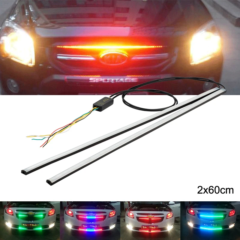 

NEW 2X 12V Car Streamer Marquee led Strobe Warning Police light Car Truck Flashing Firemen led Flexible Front Grille light strip