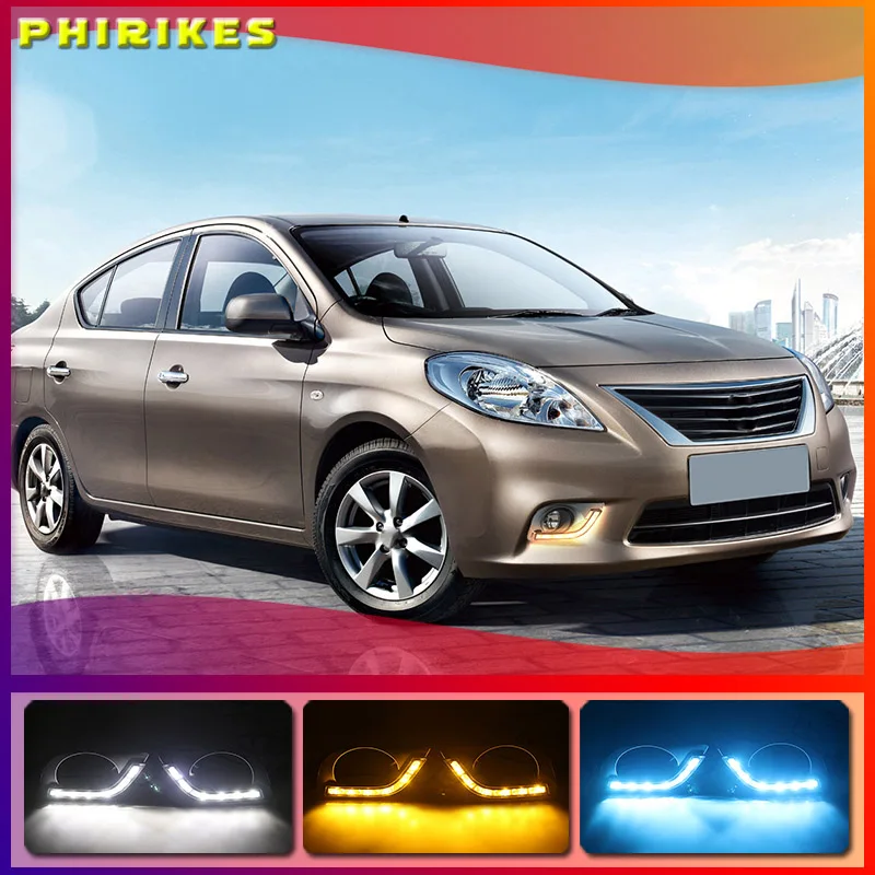 

2pcs For Nissan Almera Latio Sunny Versa 2011 2012 2013 DRL Daytime Running Lights Daylight Fog Head Lamp