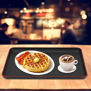 

Serving Tray Japanese Style Rectangular Plastic Tray Food Serving Tray for Restaurant Home Hotel Wooden Tray Sturdy and Durable