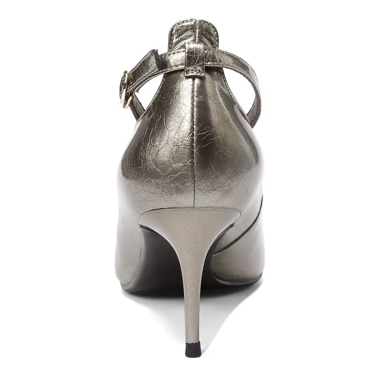 ALLBITEFO high quality women heels simple style spring autumn office ladies shoes Single buckle pointed toe high heel shoes
