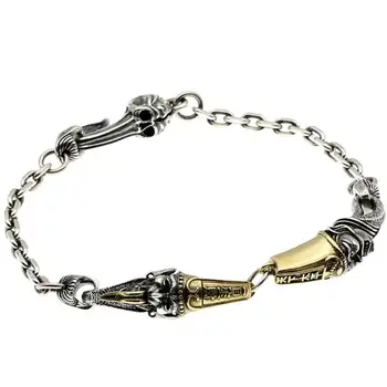 

S925 Silver Jewelry Black And White Impermanence Ghost Bracelet Retro Old Creative Fashion Thai Silver Bracelet