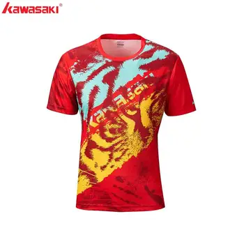 

KAWASAKI Brand Men T-Shirts Short Sleeve Quick Dry 100% Polyester O Neck Tennis Shirts Breathable Sports Clothing ST-R1243
