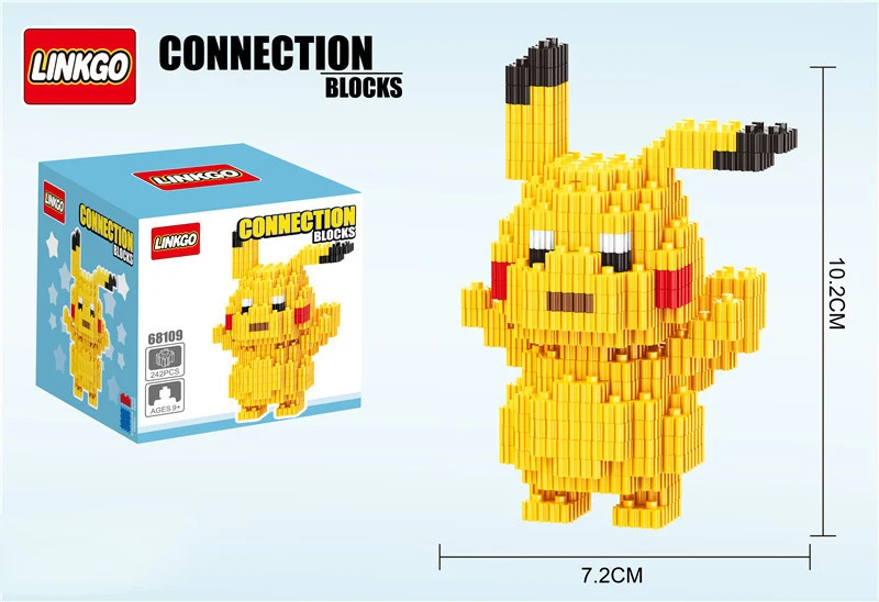 608pcs+ Magic Building Blocks Pikachu Model Connection Stitch Figures Assembling PokeMonster Mini Bricks Toys For Children 2