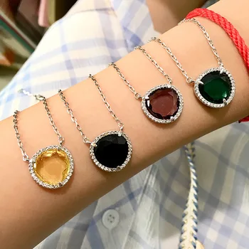

Top Quality 8 Colors Style Triangle Natural Crystal Necklace Fine Clavicle Chain For Women 3 Gold Color