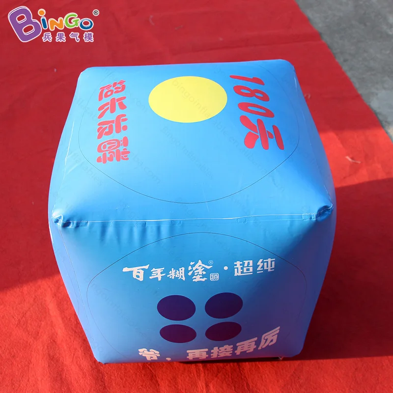 Customized 0.4x0.4x0.4 meters blue inflatable dice for sale / ceiling hanging dice balloon for display toys