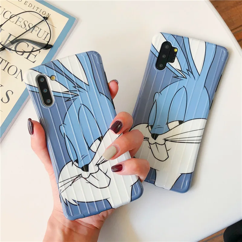 

Suitcase Print Bunny Phone Case For Samsung Galaxy Note 10 Pro S9 S10 S8 Plus Note 9 8 Soft Silicone Small Waist Cartoon Covers