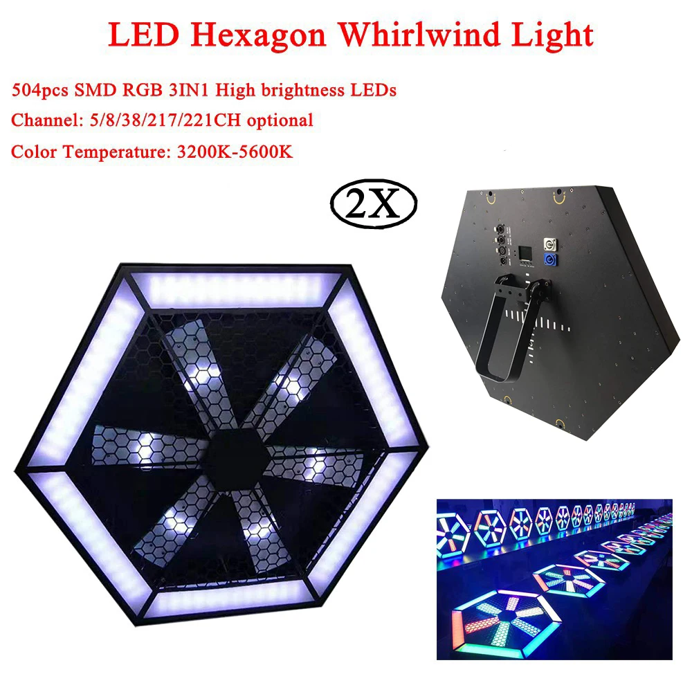 

2Pcs/Lot 200W LED Hexagon Whirlwind Light Stage Lighting effect DMX 512 Club Disco Party Ballroom KTV Bar DJ Projector Spotlight