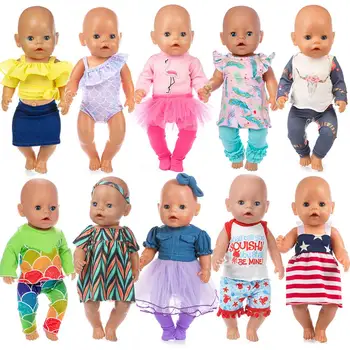 

2020 New Baby New Born Fit 18 inch Doll Clothes AccessoriesFlamingo Pointy Skirt Red Suit For Baby Birthday Gift