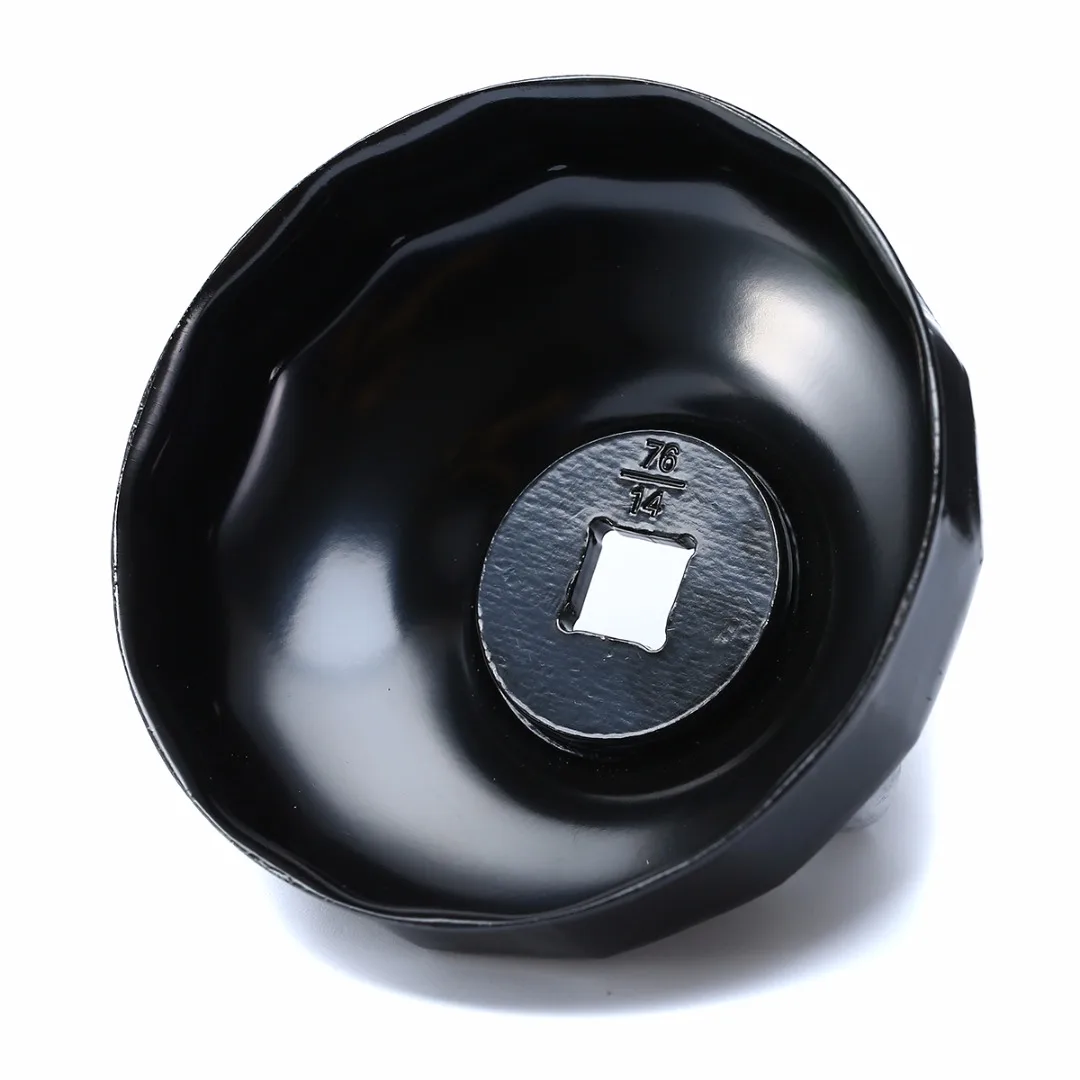 76mm 14 Flutes Automobiles Oil Filter Cap Type Wrench Socket Remover Tool for BMW AUDI Mercedes-Ben Porsche VW Black Steel