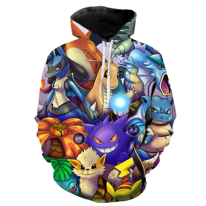 

2020 Spring And Autumn Men's And Women's Hoodies Fashion Pokemon Kids 3d Printing Cartoon Anime Sweatshirt Pullover Coat