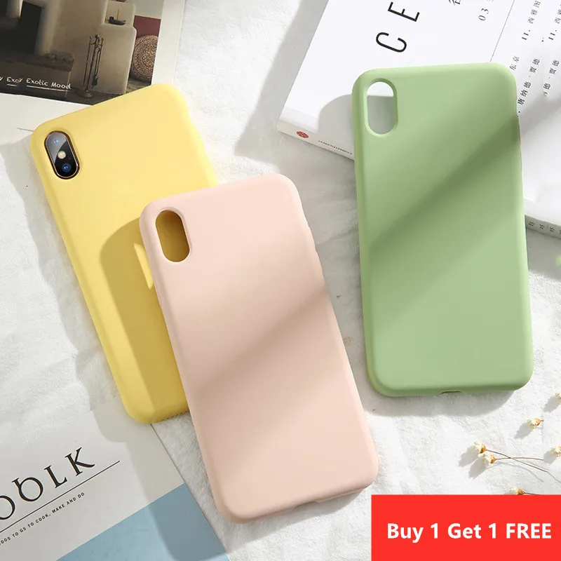 Liquid Silicone Cases Cover For iphone 6 6S 7 8 Plus X XS Max XR Soft Plain Color Shockproof Fashion Phone Shell |