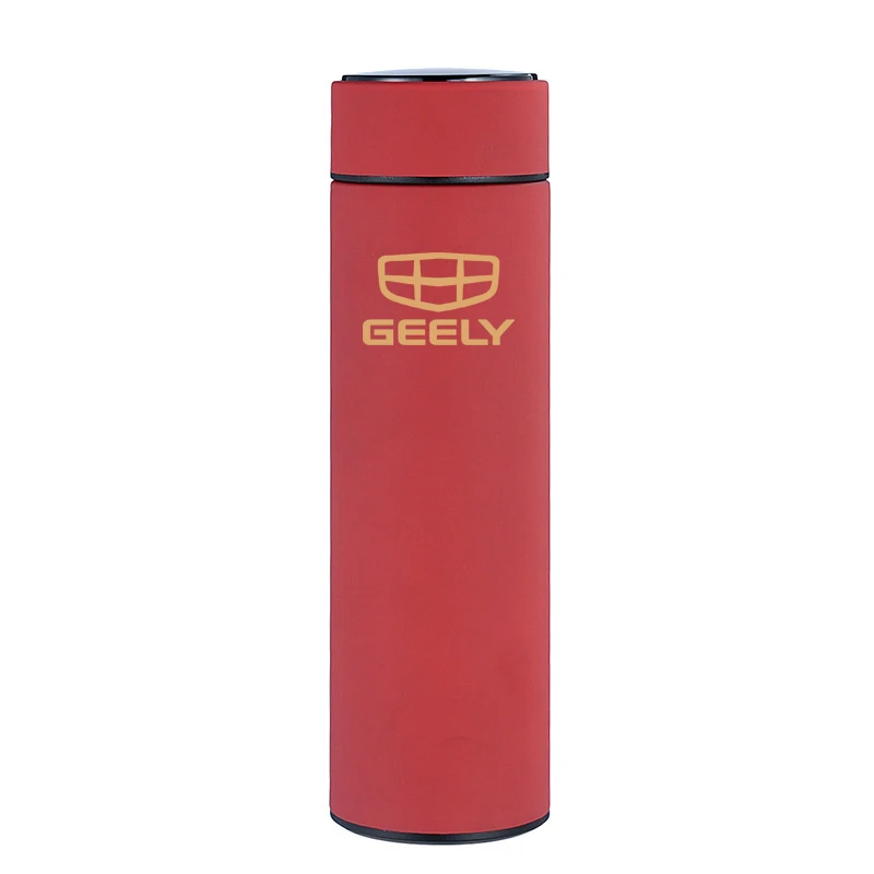 500ml Car Style Pink Smart Thermos Mug LED Temperature Display Stainless Steel Cup With Logo For Geely ck Emgrand ec7 gt gc9 gl