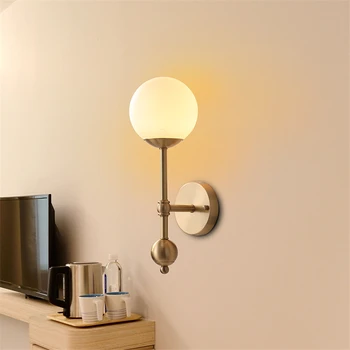 

Copper Glass Shade Wall Lamps Bedroom Mirror Headlights Lamps Book Room Living Room Aisle American Bracket Wall Lights Fixtures