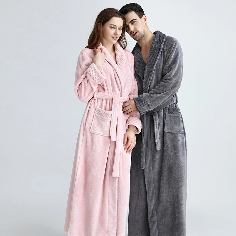Skup Bardzo długi Plus rozmiar zimowy ciepły materiał polarowy szlafrok kobiety mężczyźni flanelowy zgredek szlafrok kimono szlafrok druhna ślub