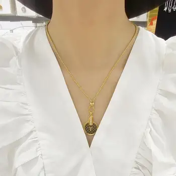 

Martick Trend 316L Stainless Steel Smiling Face T Letter Shape Chain Necklace For Women Present Never Fade Fashion Jewelry