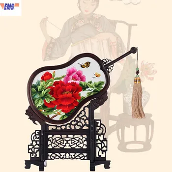 

Classical Ming And Qing Dynasties Peony Double Sided Embroidery Palm Leaf Fan Model Study Chinese Style Ornaments X2605