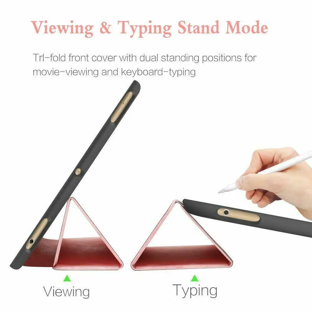 For iPad 10.2 7th Gen Case with Pencil Holder Shockproof PU Leather Flip Stand Smart Cover A2200 A2198 A2232