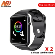 2 peças a1 relógio de pulso bluetooth inteligente pedômetro com câmera sim smartwatch para android pk iwo 8 dz09 relógios(China)