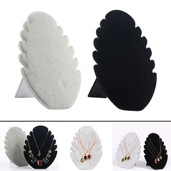 

Set of 2, Necklace Chain Display Stand Bust Easel Velvet Jewellery Organizer Rack