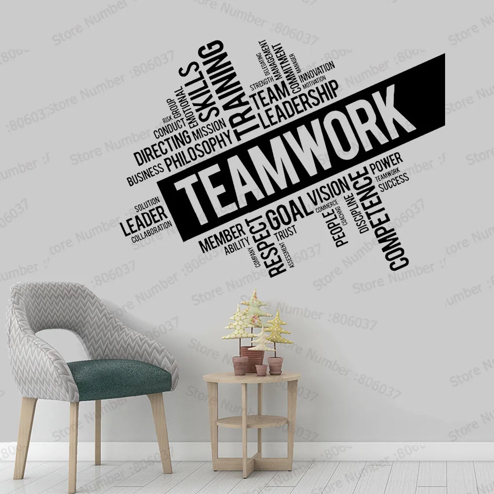 

Teamwork Inspirational Words Wall Decals Cooperation Sign Vinyl Wall Sticker Office Room Dйcor Team Building Wall Poster WL588