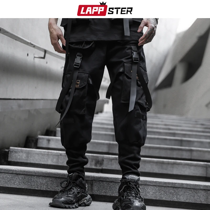 LAPPSTER Men High Streetwear Cargo Pants 2020 Overalls Men Baggy Hip Hop Sweatpants Male Harajuku Tactical Pants Black Trousers LAPPSTER Men High Streetwear Cargo Pants 2020 Overalls Men Baggy Hip Hop Sweatpants Male Harajuku Tactical Pants Black Trousers