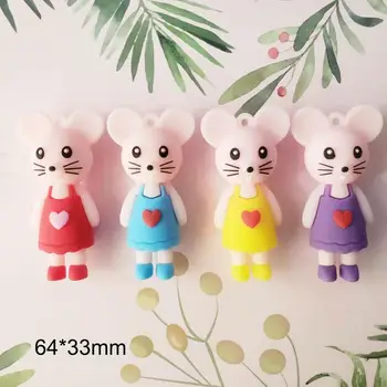 

50Pcs New Year 2020 Zodiac Cute Mouse With Hole Soft PVC Cabochons DIY Embellishments For Scrapbooking Decoration Accessories