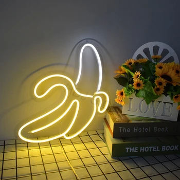 

HDJSign Banana led neon sign phrase Transparen led pink blue Custom light neones display home wall decor